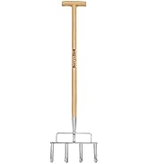 Berry&Bird Lawn Coring Aerator,40‘’ Manual Grass Dethatching, Stainless Steel 4 Core Plug Aerator...