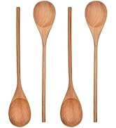 Slim Handle Wooden Spoons Set of 4, Wood Mixing Spoons Cooking Utensils, Kitchen Serving Salad Sp...