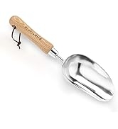 Garden Loose Soil Scoop, Stainless Steel Hand Shovel Spade with Wood Handle Multi Function Garden...