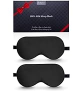 Silk Sleep Mask, 2 Pack Mulberry Silk Eye Mask with Adjustable Strap, Sleeping Aid Blindfold for ...