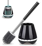 MEXERRIS Toilet Brush and Holder Set Stainless Steel with Soft Silicone Bristle, Sturdy Cleaning ...