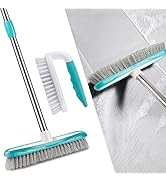 MEXERRIS Scrub Brush with Floor Scrubber Deck Brush Long Handle Combo Cleaning Kits, Stiff Bristl...