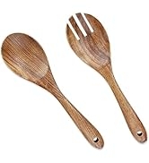 Salad Servers,Wooden Salad Tongs,10.2in Serving Utensils Set,AYFDISHS Durable Acacia Wood Salad M...