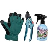 Berry&Bird 3PCS Garden Pruning Tool Set, Garden Hand Tool Kit with Bypass Pruning Shears, Gloves,...