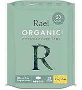 Rael Organic Cotton Cover Pads - Regular Absorbency, Unscented, Ultra Thin Pads with Wings for Wo...