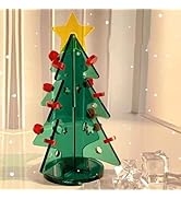 Pomya Mini Acrylic Christmas Tree DIY Kit, Desktop Christmas Tree, Simple Installation with Red F...