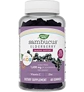 Nature's Way Sambucus Elderberry Gummies with Vitamin C and Zinc for Kids, Immune Support*, Berry...