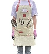 Berry&Bird Gardening Canvas Apron with Pockets Tool Aprons Adjustable Neck