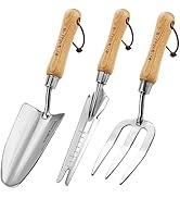 Berry&Bird 3Pack Gardening Hand Tool Set- Stainless Steel Garden Tool Kit Include Wooden Handle T...