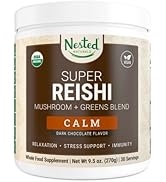 Nested Naturals Super Reishi, Calm, 1000 mg Reishi Mushrooms Plus 20+ Whole Foods Greens Powder (...