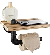 Livabber Industrial Pipe Toilet Paper Holder with Shelf - Vintage Style DIY Wall Mounted Roll Rus...