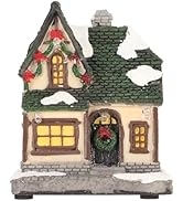 Pomya Christmas Village House, LED Lighted Christmas Snow Village Sets, Light Up Christmas Town S...