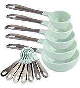 Country Kitchen 12 PC Measuring Cups Set and Measuring Spoon Set / Gunmetal Stainless Steel Handl...