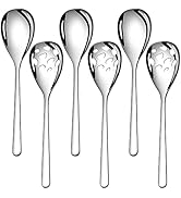 AYFDISHS 6-Piece Silver Serving Spoon Set,9.4-Inch Stainless Steel Serving Spoons,Include 3 Servi...