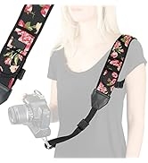 USA GEAR Camera Sling Shoulder Strap - Adjustable Neoprene, Safety Tether, Accessory Pocket, DSLR...