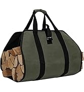 Waxed Canvas Firewood Log Carrier - Wood Stove Accessories Firewood Carrier Wood Carrier for Fire...