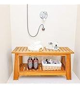 36" Teak Shower Bench with Shelf/Shower Benches for Inside Shower/Teak Bench/Bathroom Bench/Teak ...