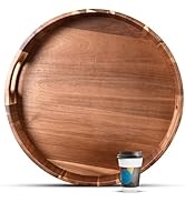 Extra Large Round Serving Tray | 20INCH | Heavy Duty Acacia Wood Trays for Big Ottoman Coffee Tab...