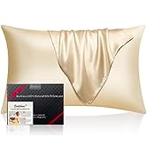 BeeVines Silk Pillowcase, 2 Sided 100% Mulberry Silk Pillow Case for Hair & Skin, Pure Natural Sa...