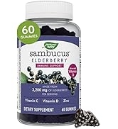 Nature’s Way Sambucus Elderberry Gummies, With Vitamin C, Vitamin D and Zinc, Immune Support for ...