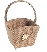 ULTECHNOVO Flower Girl Baskets, Ribbon Linen Flower Girl Basket Vintage Flower Basket for Rustic ...