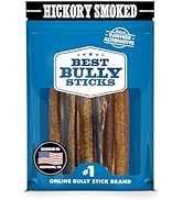 Best Bully Sticks Premium Smoked All Natural 6 Inch Bully Sticks for Dogs - Odor Free with Smoky ...