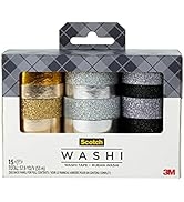 Scotch Washi Tape, Glitter Metallic Design, 15 Rolls, Great for Bullet Journaling, Scrapbooking a...