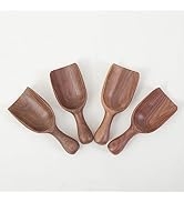 Small Tiny Wood Shovel Scoop,Hand Carved Black Walnut Coffee Bean Salt Spoons Set of 4,Mini Wood ...