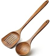 Wooden Utensils Set for Kitchen,AYFDISHS Handmade Natural Acacia Cooking Rice Paddle,Wooden Slott...