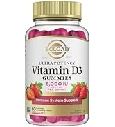 Solgar Vitamin D3 Gummies for Adults 5,000IU Ultra Potency Vitamin Immune System Support for Wome...