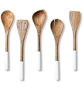 Folkulture Wooden Spoons for Cooking Set for Kitchen, Non Stick Cookware Tools or Utensils Includ...