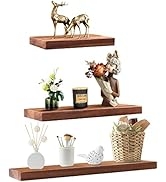 Premium Acacia Floating Shelves, Irregular Rectangle Wall Decoration Shelf Set of 3, Farmhouse So...