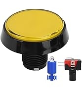 60mm Arcade Buttons, Big Round Plane Game Console Button with LED Lights, High Sensitivity LED Pu...