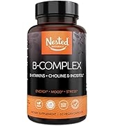 Nested Naturals Vegan B-Complex Vitamins Plus Choline & Inositol | High Potency B1, B2, B3, B5, B...