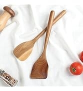 Wooden Utensil for Cooking, Spatula Turner Set of 2, Solid Acacia Wood Shovels Thick Handle, Spat...