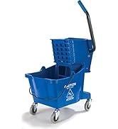 Carlisle 3690814 Commercial Mop Bucket With Side Press Wringer, 26 Quart Capacity, Blue