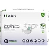 UnderX - Adult Xtreme Absorbency Tabbed Briefs, Disposable Incontinence Underwear, Overnight Comf...