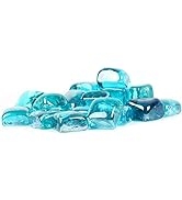 Stanbroil 10-Pound Fire Glass Cubes - 1 inch Fire Glass for Fireplace Fire Pit, Caribbean Blue Re...