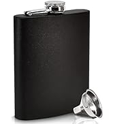 Matte Black Stainless Steel Flask - 8 Oz Drinking Flasks Flasks for Liquor for Men Metal Funnel f...