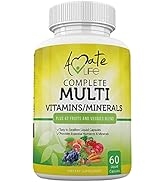 Amate Life Multivitamins/Minerals Capsules with Zinc and Premium 42 Fruits and Veggies Blend for ...