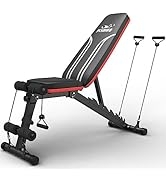 FLYBIRD Adjustable Weight Bench Workout Bench for Home Gym, 15 Degree Decline Sit-Up, Sturdy Dura...