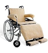 NYOrtho Faux Synthetic Sheepskin Wheelchair Complete Set of Armrest, Leg, Footrest, Seat & Backre...