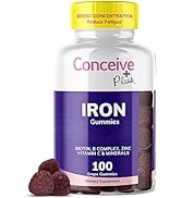 CONCEIVE PLUS Iron Gummies - Iron Vitamins for Women, Chewable, Biotin & Vitamin C, Grape Flavor ...