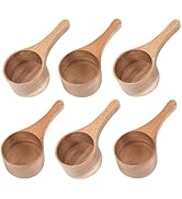 MornHalo 6 Pack Acacia Wood Coffee Scoops, Small Wooden Coffee Spoons for Jars and Containers, Se...