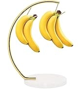 Livabber Banana Holder with Marble Base, Metal Banana Hanger Modern Tree Stand with Hook, Durable...