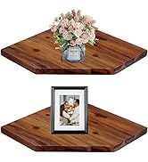 Demigo Corner Shelf Wall Mount, Set of 2 Solid Acacia Wood Floating Corner Shelf, Smooth - Durabl...