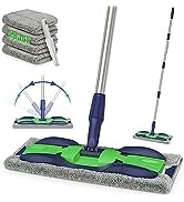 Microfiber Mop Wood Floor Mop for Floor Cleaning - MEXERRIS Hardwood Floor Mop with 4X Washable P...