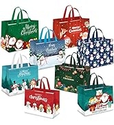 8PCS Christmas Gift Bags, Reusable Christmas Treat Bags with Handles, Christmas Baskets for Gifts...