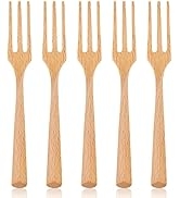 Wooden Forks,Wood Forks,AYFDISHS 5 Pieces Wooden Fork for Eating,Reusable Japanese Style Wood Sal...