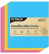 HOMEXCEL 10 Pack Swedish Dish Clothes, Reusable Sponge Cloth, for Kitchen, Counters & Washing Dis...